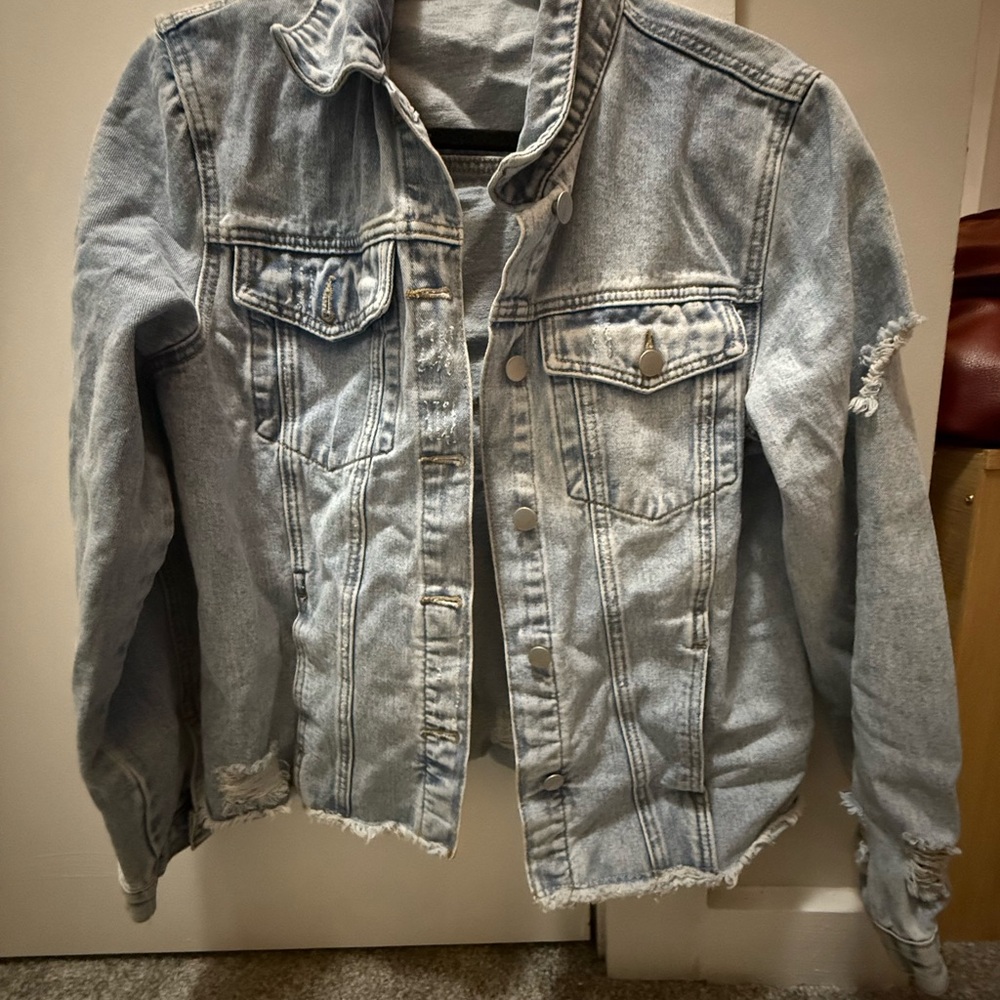 Light Blue Distressed Denim Jacket